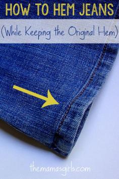 How to Hem Jeans (While Keeping the Original Hem).  French hem.