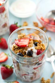 
                    
                        These pretty granola parfaits are loaded with a triple-delight of juicy berries, crispy granola, and the best coconut yogurt you'll ever taste. Destined to become your new go-to breakfast! Recipe by Sarah | Whole and Heavenly Oven for Dessert Now, Dinner Later!
                    
                