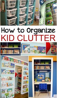 
                    
                        How to Organize Kids toys, books and other kiddie cluttter.  Great ideas and tips for keeping kids tidy and organized.
                    
                