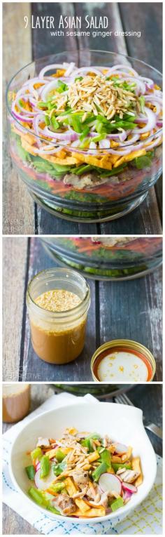 
                    
                        9 Layer Asian Salad with Sesame Ginger Dressing #salad #summer #potluck
                    
                