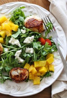 
                    
                        Seared Scallop Salad with Beets, Arugula and Goat cheese with a honey vinaigrette – this salad is delicious!
                    
                