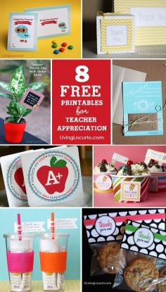 8 Teacher Appreciation Free Printables | Printable Thank You Tags | Teacher Gift Ideas from @Amy Lyons Lyons Lyons Lyons Locurto | LivingLocurto.com