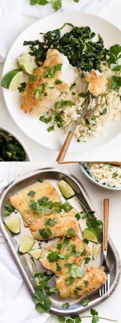 
                    
                        Almond-Crusted Cod with Coconut Rice and Ginger Spinach is a healthy and simple weeknight dinner | foodiecrush.com
                    
                