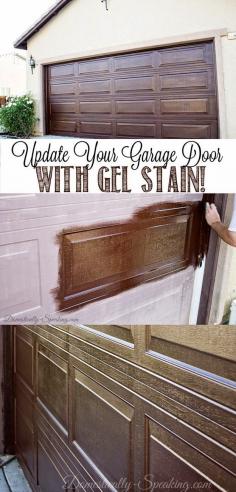 
                    
                        Update Your Garage Door with Gel Stain, Create a Faux Wood Look -- wonder if I could use this trick for my shutters too?
                    
                