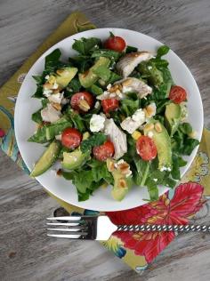 
                    
                        Spinach Salad with Chicken, Avocado and Goat Cheese (GF)
                    
                