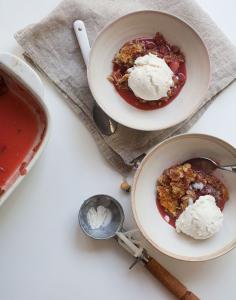 
                    
                        Classic Rhubarb Strawberry Crisp
                    
                