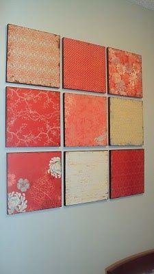 
                    
                        DIY wall decor from scrapbook paper. love the nuances of this color. very pretty - kind of coral/papaya.
                    
                