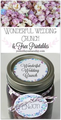 
                    
                        Recipe for delicious Wonderful Wedding Crunch in a Mason Jar plus free printables to make your own
                    
                