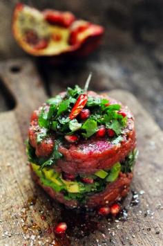 
                    
                        Steak Tartare with Avocado and Pommegranate
                    
                