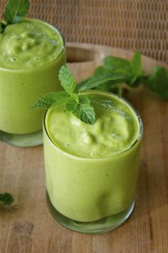 Delicious green smoothie full of enzymes from pineapple, spinach, mint & avocado. Just add orange juice & ice.