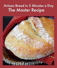 
                    
                        Artisan Bread in 5 Minutes a Day- here's the master recipe for the bread dough... which you can make into so many fabulous things.  See the book Artisan Bread in 5 Minutes a Day for tons of bread recipes using this base dough recipe.
                    
                