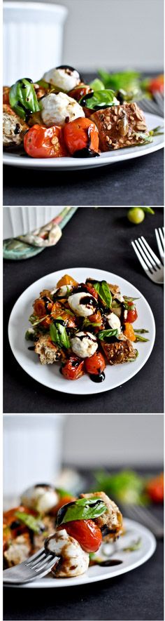 
                    
                        Roasted Tomato Caprese Panzanella Salad I howsweeteats.com
                    
                