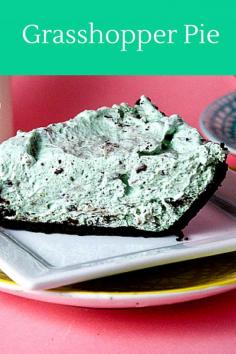 
                    
                        No Bake Grasshopper Pie. It's the first thing gone every time I bring it anywhere!! Tastes like a mint chocolate chip ice cream pie. So good!
                    
                