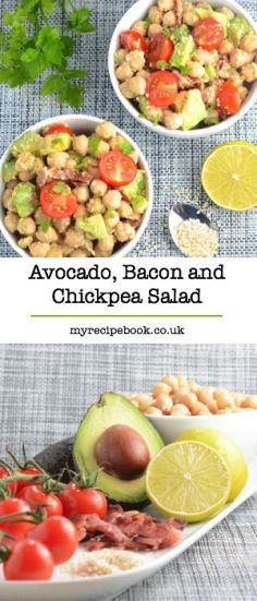 
                    
                        Avocado, Bacon and Chickpea Salad – A delicious lunchtime salad, packed full of nutritious ingredients and high in fibre to keep you full up – so there’s no need for naughty afternoon snacking.
                    
                