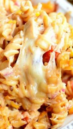 
                    
                        BBQ Ranch Chicken Casserole ~ Easy pasta casserole loaded with chicken, tomatoes, corn, red onion, and lots of cheese...This chicken, cheesy goodness is baked with BBQ ranch sauce for a  full flavor experience.
                    
                