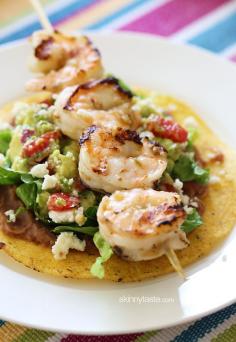 
                    
                        Grilled Shrimp Tostadas – I make these indoors on my little grill pan, super easy and delish!
                    
                