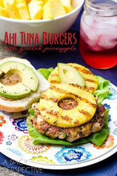 
                    
                        Hawaiian Ahi Tuna Burgers with Grilled Pineapple | ASpicyPerspective... #summer #hawaii #burgers #recipe
                    
                