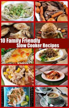 
                    
                        10 Family Friendly Slow Cooker Recipes: super easy weeknight dinner recipes that your family will actually eat!  Perfect for busy nights where you don't have time to make dinner.
                    
                