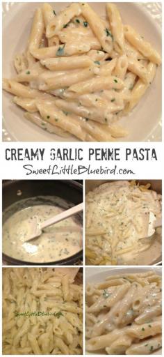 
                    
                        CREAMY GARLIC PENNE PASTA - Quick, easy and so delicious, perfect for garlic and pasta lovers and kid approved!  | SweetLittleBluebi...
                    
                