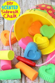 
                    
                        DIY Scented Sidewalk Chalk - Super easy to make and draws better and more vibrant than even store-bought chalk! #EarlyMemories
                    
                