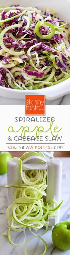 
                    
                        Spiralized Apple and Cabbage Slaw with Poppy Seed Dressing – Quick, easy and delicious!
                    
                