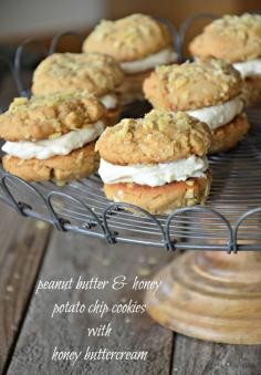 
                    
                        Peanut Butter & Honey Potato Sandwich Cookies with Honey Buttercream | mountainmamacooks...
                    
                