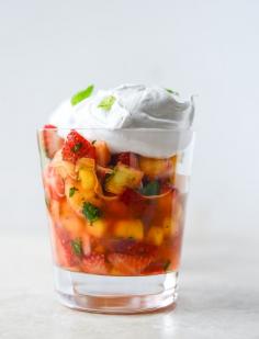 
                    
                        strawberry mango mint julep fruit salad with whipped marshmallow
                    
                