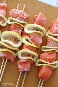 Grilled Salmon Kebabs. A #heart healthy food.