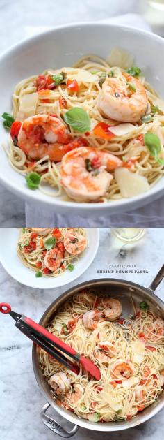 
                    
                        Shrimp Scampi Pasta is so easy to cook in a hurry | foodiecrush.com
                    
                
