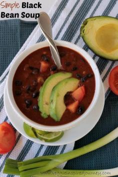 
                    
                        Simple Black Bean Soup - quick and easy and on the table in less than 30 minutes!! Only SIX ingredients needed to make this delicious dairy free, oil free and vegan soup! Pass me a spoon!
                    
                