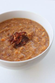 Bacon Topped Sweet Potato & Ham Soup (Crockpot)