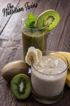 Banana Kiwi smoothie recipe! 90 calories!  #weightloss #smoothie #recipe #fruit #kiwi #banana #yum #healthy