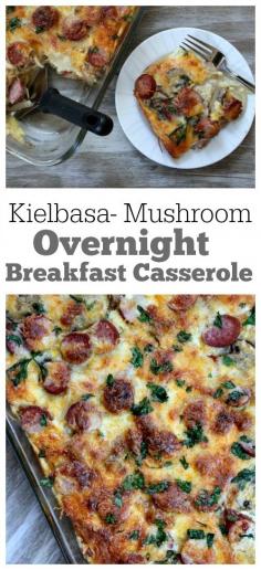 
                    
                        Kielbasa and Mushroom Overnight Breakfast Egg Casserole #recipe
                    
                