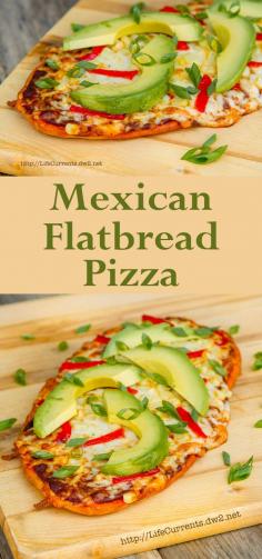 
                    
                        Mexican Flatbread Pizza. Pin this delicious and easy dinner now to make soon!
                    
                