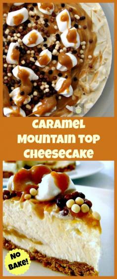
                    
                        Caramel Mountain Top Cheesecake. No Bake and very easy to make. Come and see what's inside this stunning dessert!
                    
                