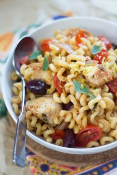 20 Minute Greek Pasta with Chicken - The Wanderlust Kitchen