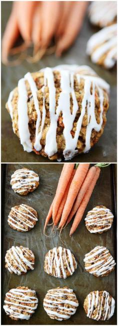 
                    
                        Carrot Cake Oatmeal Cookies with Cream Cheese Glaze Recipe on twopeasandtheirpo... If you like carrot cake you will LOVE these cookies!
                    
                