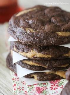 
                    
                        Decadent Chocolate Fudge Peanut Butter Cookie Stuffed Cookies perfect for cookie exchanges!
                    
                