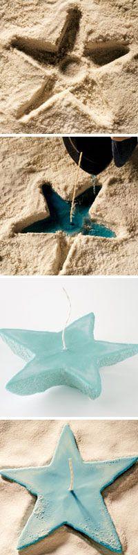 Pretty up your picnic table with an easy-to-make sand candle. #DIY #Candles #Star