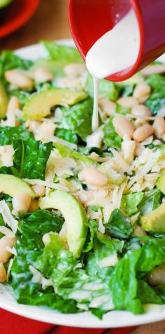 
                    
                        Caesar Salad with Cannellini Beans and Avocado – healthy, vegetarian salad. Creamy, rich Cannellini Beans are a great, gluten-free alternative to bread croutons!
                    
                