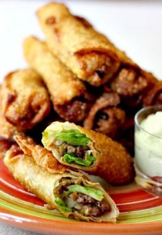 taco egg roll on plate - use the gluten free egg roll recipe for egg roll