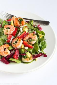 
                    
                        Seared Shrimp Salad with Jicama, Strawberries and Avocado...A healthy dinner salad ready in under 20 minutes! 330 calories and 9 Weight Watchers PP | cookincanuck.com
                    
                