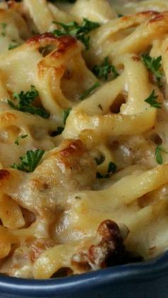 
                    
                        Chicken Fettuccine Bake ~ Creamy pasta dish that is easy to put together, bake and serve.
                    
                