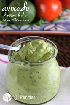 
                    
                        This  Avocado Dressing recipe is not only delicious, it's super easy to make!  Adjust the liquid to adjust the consistency and make a perfect dip for chips!
                    
                