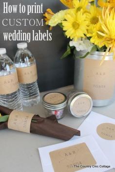 How to Print Custom Wedding Labels -- learn how to design and print your own custom wedding labels for any part of your ceremony or receptio...  Amazing. DEFINITELY having these at my wedding! Put on decorations, water bottles, reception favours (seeds! :)) etc...