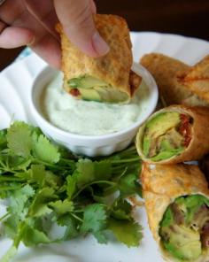 
                    
                        Avocado Egg Rolls with Creamy Cilantro Ranch Dip
                    
                