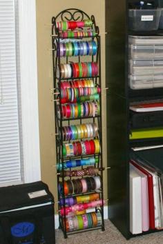 
                    
                        Using a wine rack for ribbon storage.
                    
                