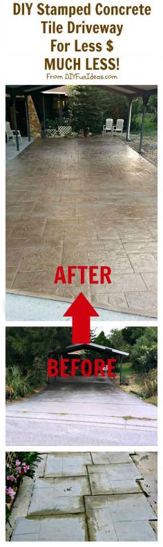 
                    
                        DIY STAMPED CONCRETE TILE DRIVEWAY FOR LESS $...MUCH LESS!!!  Great for patios & decks too! Even a novice can do this.
                    
                