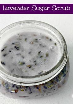 Lavender Sugar Scrub -- the perfect handmade gift for Mother's Day.  Only 3 ingredients!
