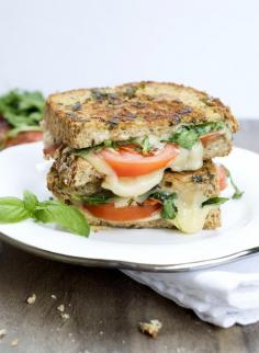 Italian BLT Grilled Cheese made with prosciutto, arugula, tomato and slathered with a homemade herb butter. | chefsavvy.com #recipe #sandwich